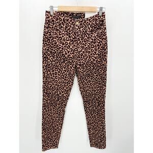 Ann Taylor The Skinny Highest Rise Pink Cheetah Corduroy Pants Women's Size 4